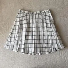 ホワイト/ブラック チェック プリーツスカート 100cm~