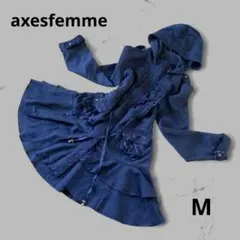 ​axes femme アクシーズファム フリル＆レース コート春アウター 濃紺