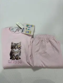 猫プリント パジャマ 160サイズ ピンクセットパジャマ
