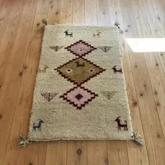 【フリンジ解け有特価‼️】ウールギャべ 手織り60×90cm 新品未使用