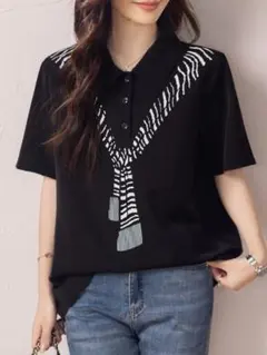 シャツ ブラウス おしゃれ度高め プリント トップス 前ボタン 新品◎大人気