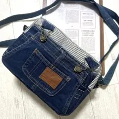 ショルダーバッグ　オーバーオールリメイク　デニムリメイク　ハンドメイド