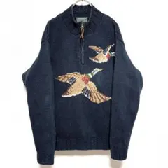 【美品】LAUREN RALPH LAUREN ハーフジップ コットンセーターM