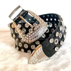 黒　ブリンブリンベルト ギラギラ ウエスタンベルト ブラック　メンズ 新品