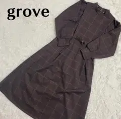 grove チェックロングワンピース
