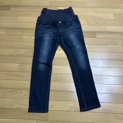 マタニティパンツ Lサイズ　ダークブルー 伸縮性ウエスト