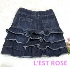 L'EST ROSEレストローズ　ガッチリデニムミニスカート フリルブラック　Sのサムネイル