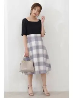 プロポーションボディドレッシング フェミニンチェックドッキングワンピース