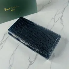 極美品 PaulSmith ポールスミス クロコ型押し 5連キーケース ネイビー