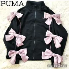【美品】PELEZA×PUMA リメイクリボンジャージ L ブラック×ピンク