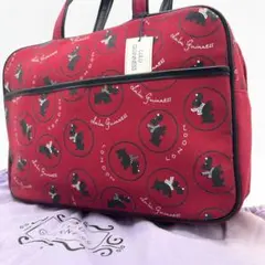 【美品・タグ付き】ルルギネス トートバッグ ハンドバッグ 赤 キャンバス 犬柄