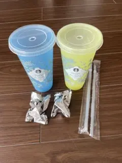 スターバックス カラーチェンジングリユーザブルカップ　ベアリスタ　ブルーイエロー