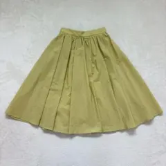 yn717 ロペピクニック 膝下丈フレアスカート イエロー ウエストゴム 無地