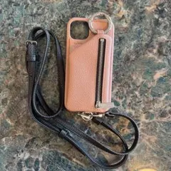 ajew コイル ストラップ ダークブラウン ピンク スマホケース iPhone 