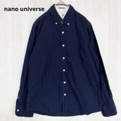 ナノ・ユニバース 長袖ボタンダウンシャツ ネイビー 紺 M 綿100%のサムネイル
