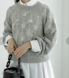 Techichi モヘヤ混透かし柄プルオーバー