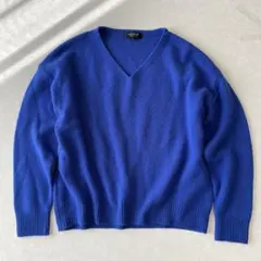 LOUNIE ルーニィ　ニット　カシミア 100% ブルー　F サイズ　Vネック