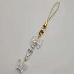 ミニビーズキーホルダー　ストラップ　クリア　【No.53】