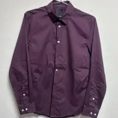 H&M スリムフィット パープルドレスシャツ　イージーアイロン