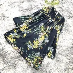 ZARA BASIC【M】花柄 ボタニカル柄 チュニック ネイビー 春夏 七分袖のサムネイル