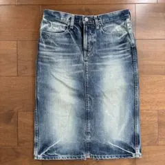 【お値下げ】D.M.G ドミンゴ　ひざ丈　デニムスカート　バックスリット　S