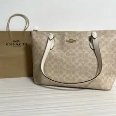 早い者勝ち！訳あり新品 COACH トートバッグ シグネチャー柄 ベージュ