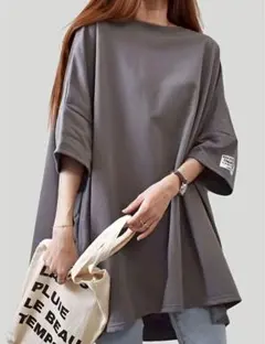 接触冷感Tシャツ　レディース メンズ ゆったり フリーサイズ Tシャツ グレー