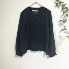 値下げab美品ジュンコシマダ タックプリーツボイルドライブラウス 黒 