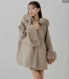 【Chico】チコ ファー付きフード襟マルチwayケープコート