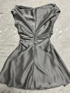 ナイトドレス3wayショルダーミニワンピース シルバーライトグレー　S