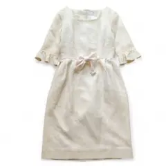 極美品✨️Rene ルネ TISSUE社製 ジャガード リボンワンピース 38