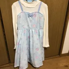 メゾピアノ.水色ケーキプリントワンピース