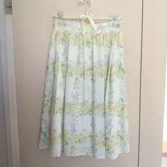 ◆LAISSE PASSE フラワープリント フレアスカート イエロー