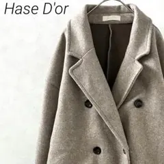 Hase D'or チェスターコート ダブルボタン ポケット付き ゆったり
