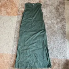 UNIQLO ノースリーブ ロングワンピース XS グリーン