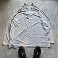 Carhartt ハーフジップ 長袖カットソー グレー　tシャツ 2XL 美品