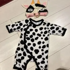 牛柄　帽子ロンパースセット　６０㌢