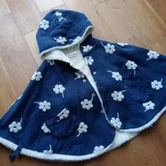 branshes 　ネイビー　花柄　ポンチョ　ベビー