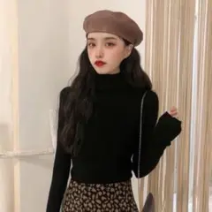 ブラック タートルネック ニット