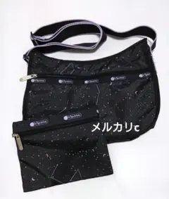 レスポートサック ショルダーバッグ 星柄 黒 パープルのサムネイル