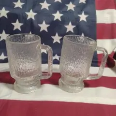 米国USAインディアナグラスマグ2個ビンテージ古道具ミッドセンチュリーインテリア