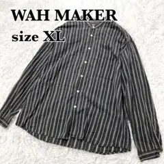 WAHMAKER スタンドカラーシャツ　インド綿　XL　大きいサイズ　ストライプ