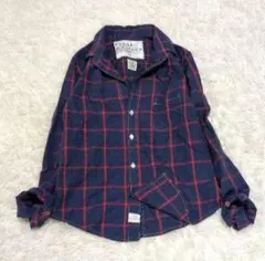 フランク&アイリーン　バリー　チェックシャツ　スキッパー　ネイビー系　XXS