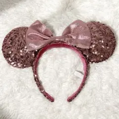 【美品】ミニー 濃ピンク スパンコール カチューシャ