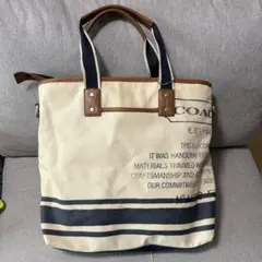 COACH キャンバス ストライプ 2WAYトートバッグ