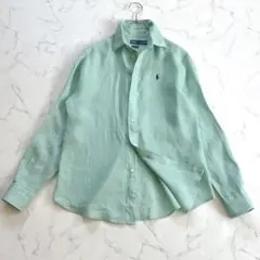 美品✨ラルフローレン 現行QRタグ2025年 リネンシャツ ミントグリーン