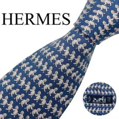 【極美品】HERMES エルメス ネクタイ アニマル クマ 総柄 ブルー