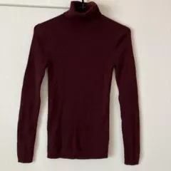 【used】無印 バーガンディ タートル ネックセーター
