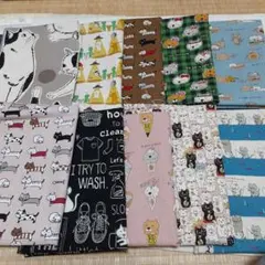 こばやし猫生地　縦50cm横25cm 10枚セット　柄変更不可