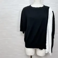 美品★pure conte セーター　Fサイズ 半袖　切り替え 黒